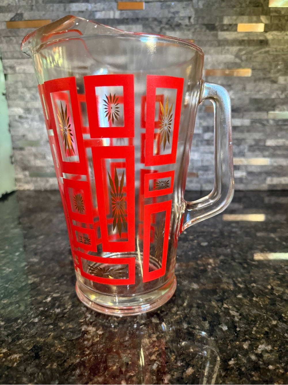 Vintage Jeanette Glass Co. Retro Glass Pitcher